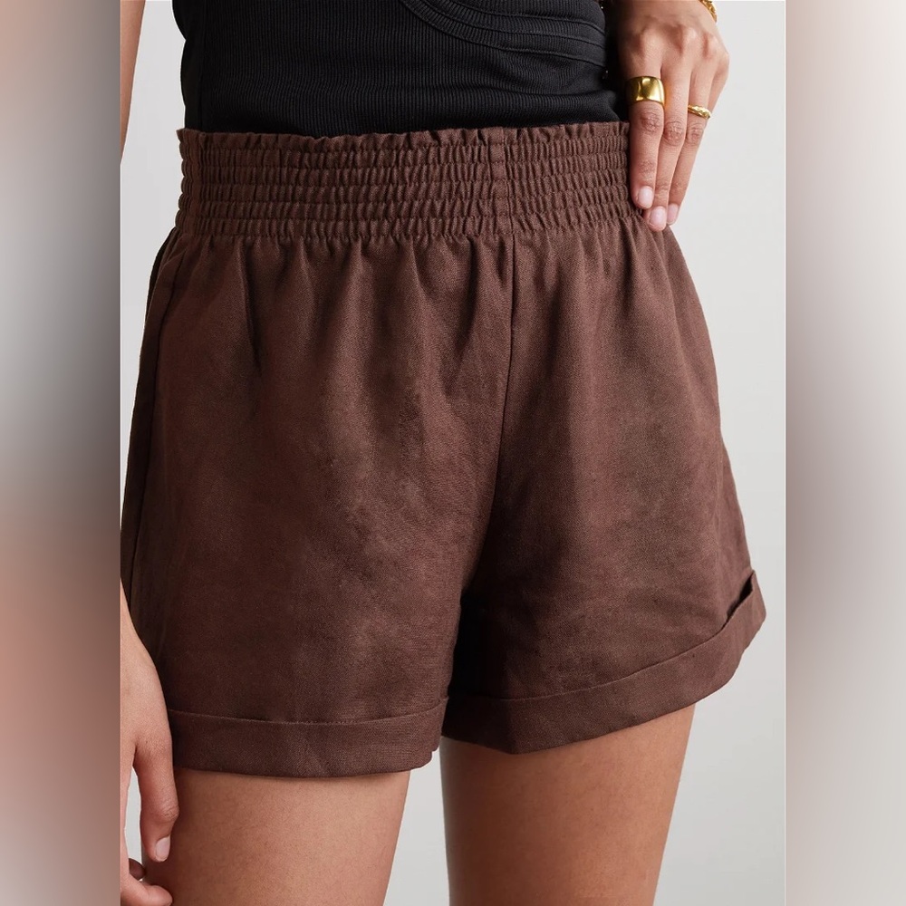 Reformation Nashville Brown Linen Shorts